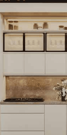 MI — Matte Ivory cabinetry shown in an IQ+ catalog kitchen example