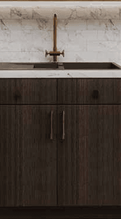 OS — Oak Shade cabinetry shown in an IQ+ catalog kitchen example